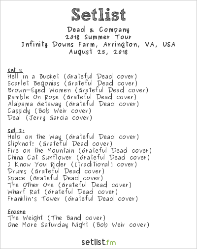 Set List Bfor Dead And Company 2023 Dead & Company Played Two Nights At Lockn' Festival 2018 | Setlist.fm