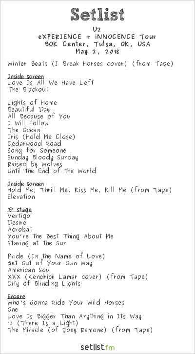 U2 2023 Innocence Tour Set List Tour Update: U2 | Setlist.fm