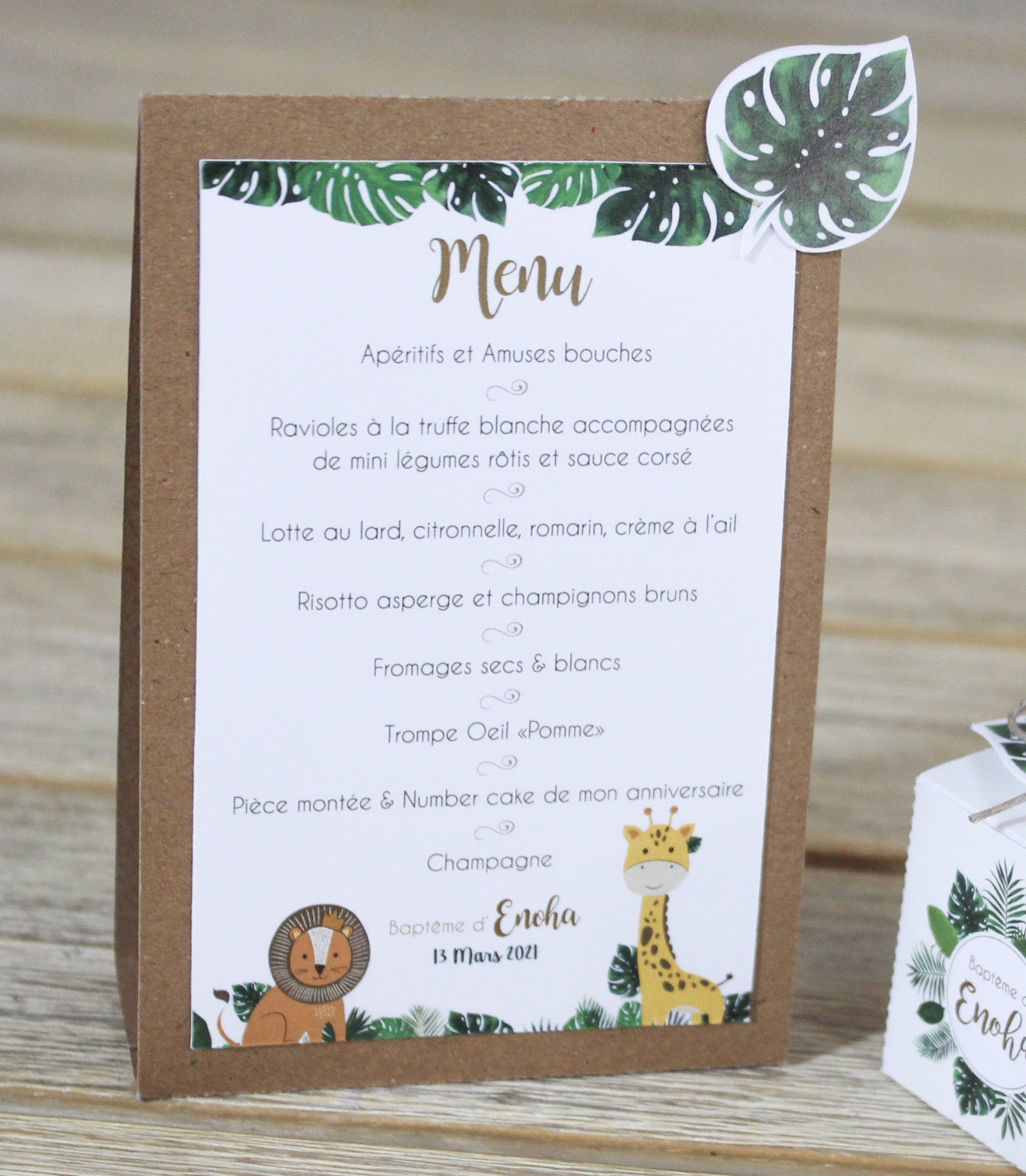 Menu jungle Baptême/Menus Bul d'idées