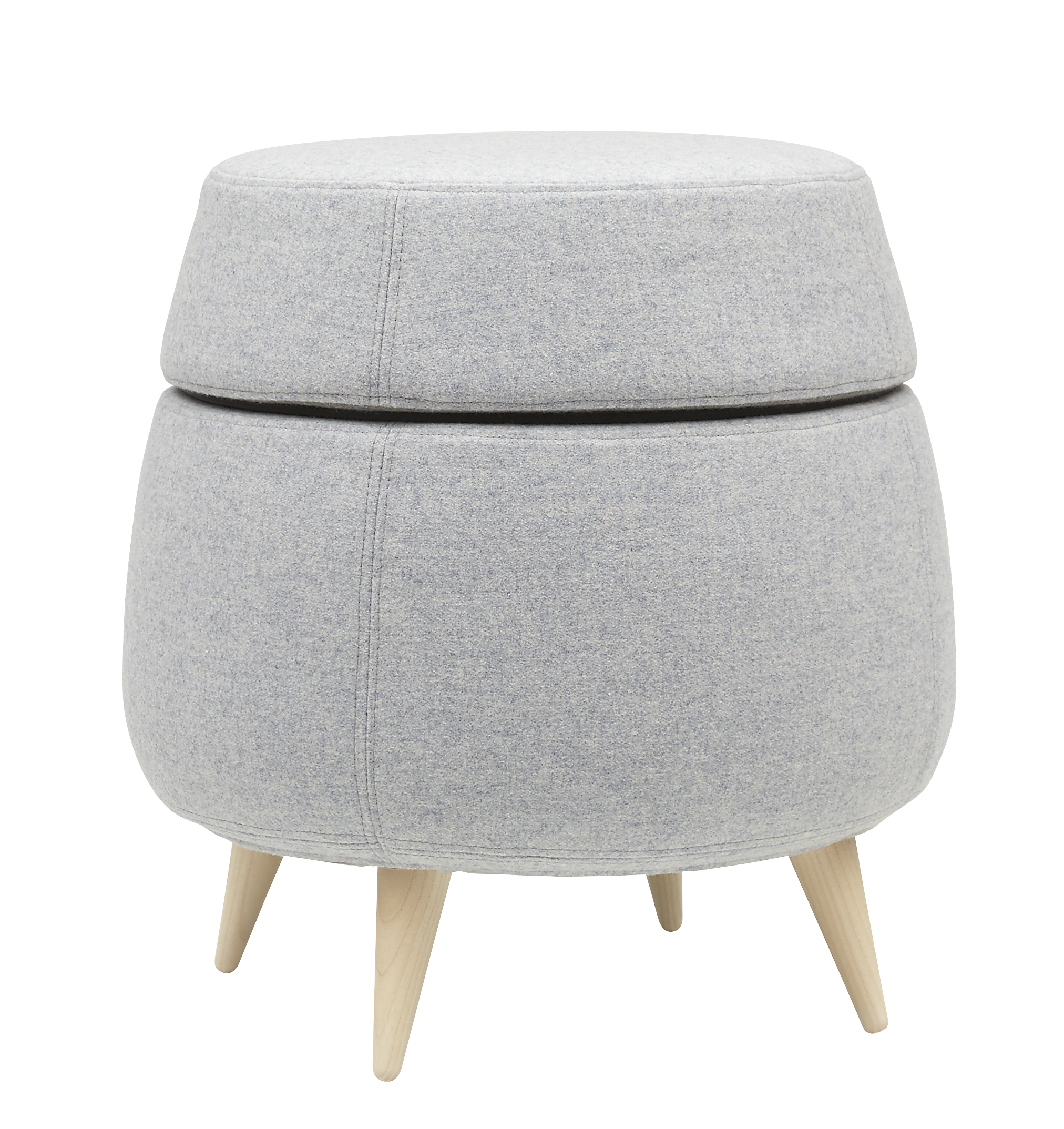 Pouf scandinave avec rangement intégré et pieds en bois
