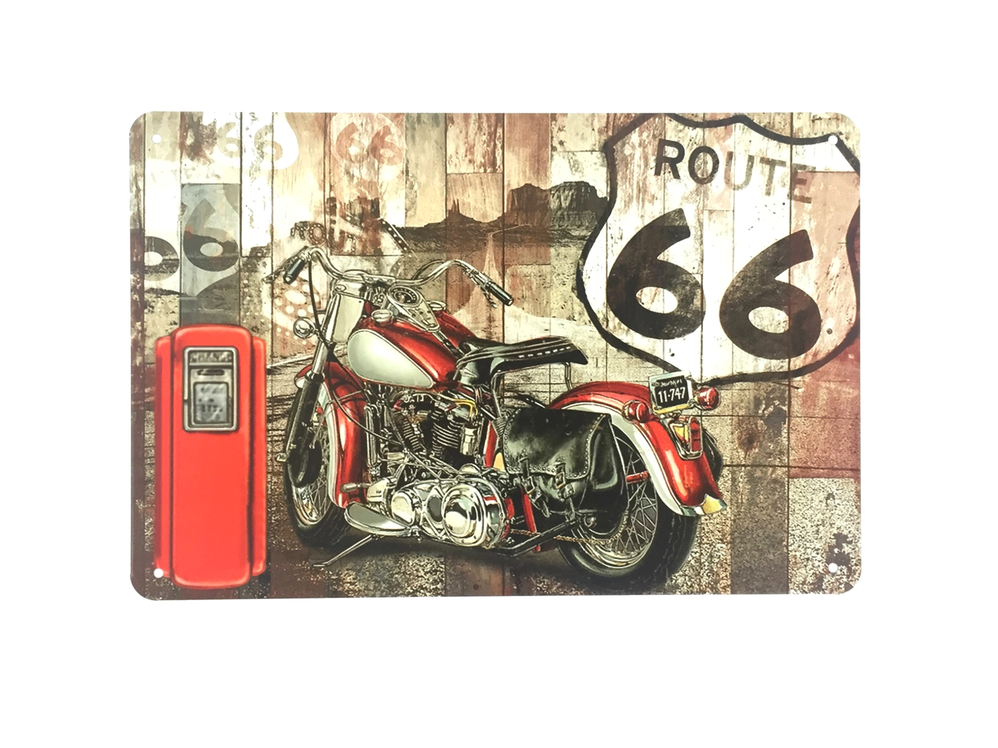 Plaque Metal Deco Vintage Plaque Métal Déco Vintage Moto Harley Station Route 66 (20x30cm