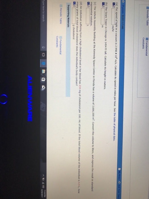 Solved The Speed Of Light In A Vacuum Is 2.998 Times 10^8...