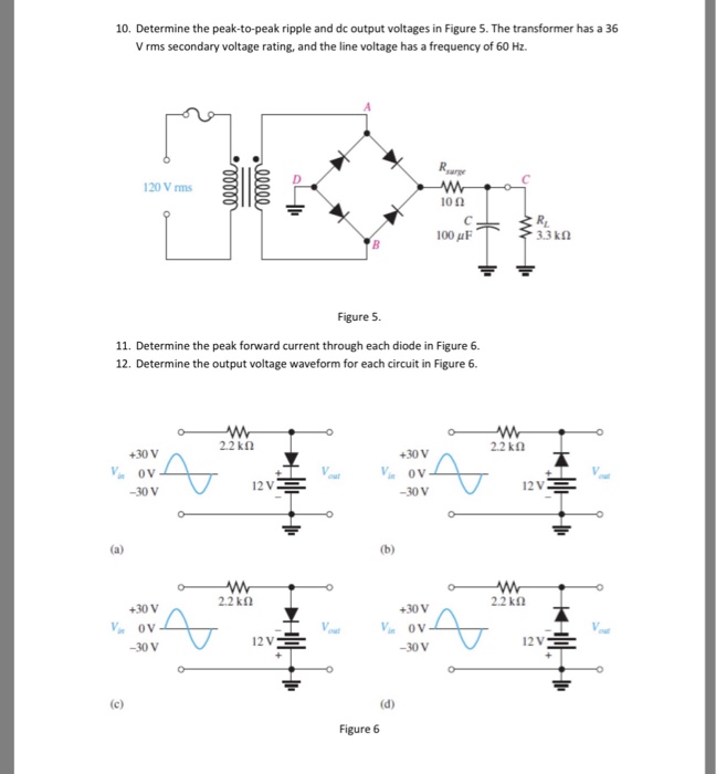 Solved 10. Determine The Peaktopeak Ripple And Dc Outpu