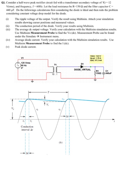 Q1. Consider A Halfwave Peak Rectifier Circuit Fe