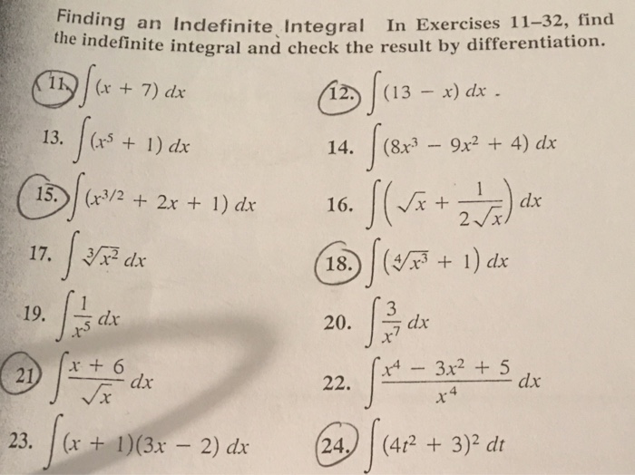 Solved Finding An Indefinite Integral In Exercises 1132,...