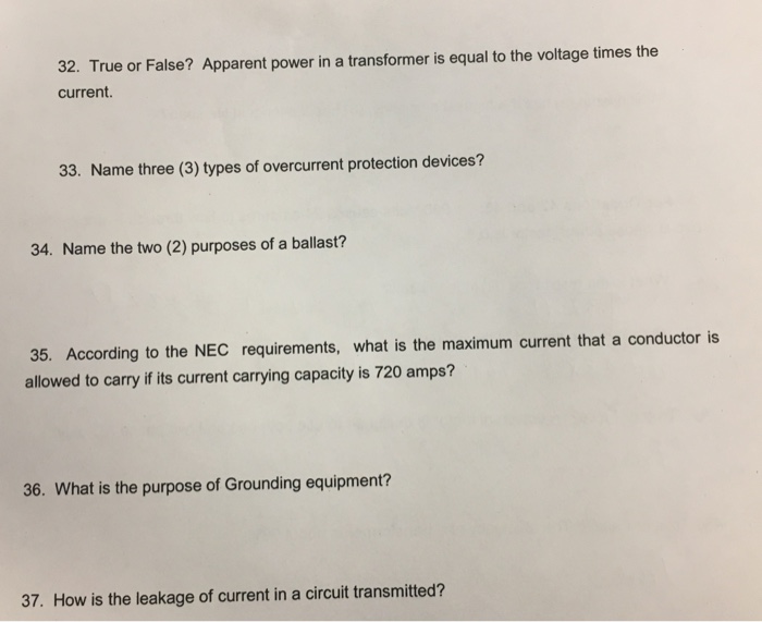 Solved True Or False? Apparent Power In A Transformer Is