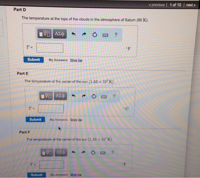 Solved Exercise 17.6 Part A Convert The Following Kelvin