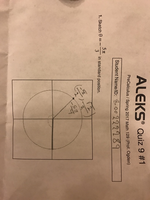 Solved Sketch Theta = 5 Pi/3 In Standard Position.