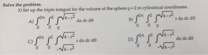 Solved Set Up The Triple Integral For The Volume Of The S...