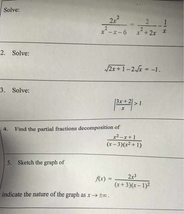 Solved Solve 2x 2 X 2 X 6 2 X 2 2x 1 X Solve
