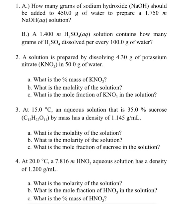 7.what is the molarity of a solution that contains 40. Solved: 1. A.) How Many Grams Of Sodium Hydroxide (Na Shou... | Chegg.com