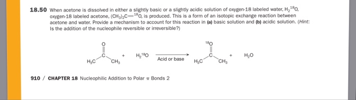 Solved 18.50 When Acetone Is Dissolved In Either A Slightly | Chegg.com