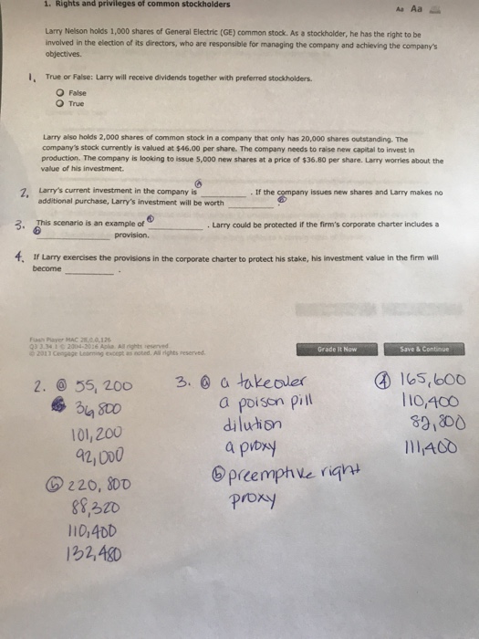 Solved 1. Rights And Privileges Of Common Stockholders La...