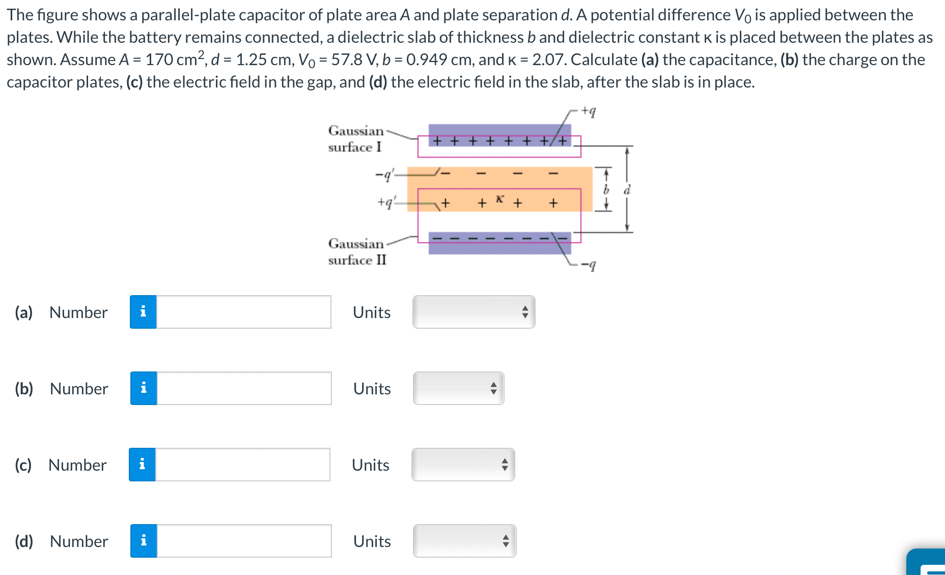 Solved The figure shows a parallelplate capacitor of plate