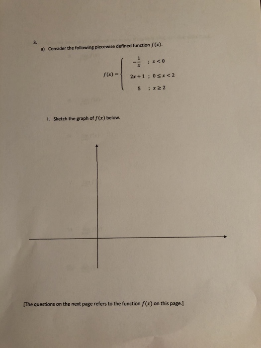 Solved 3. A) Consider The Following Piecewise Defined Fun...