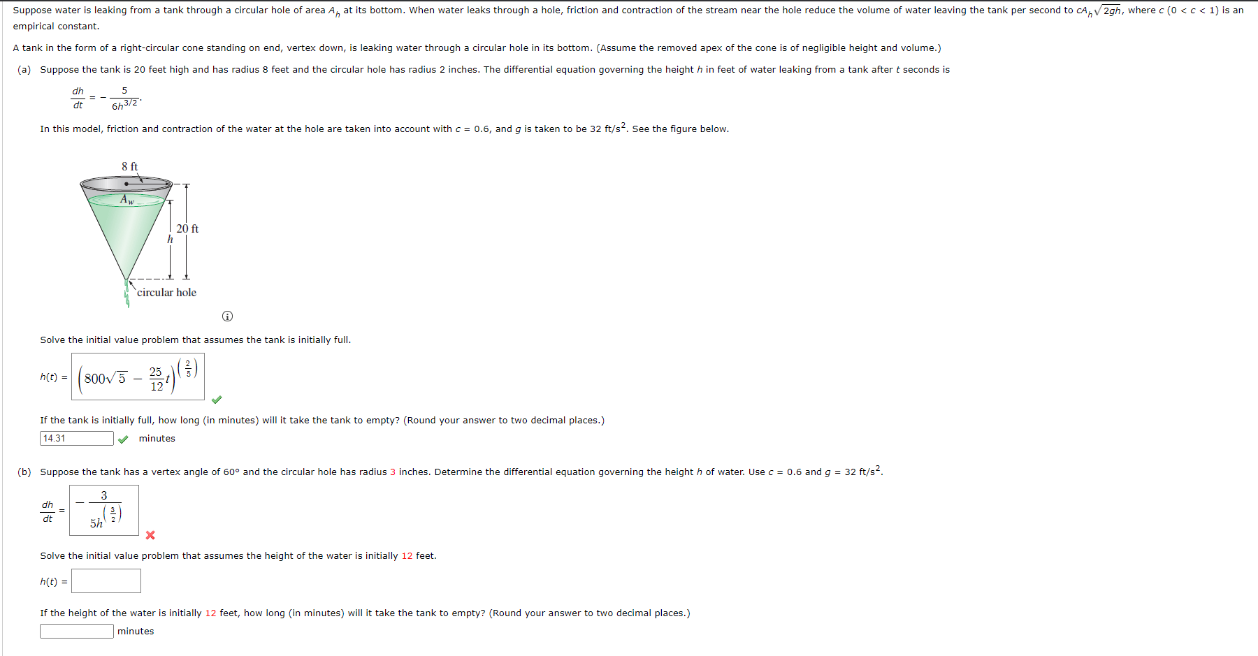 Solved Suppose water is leaking from a tank through a