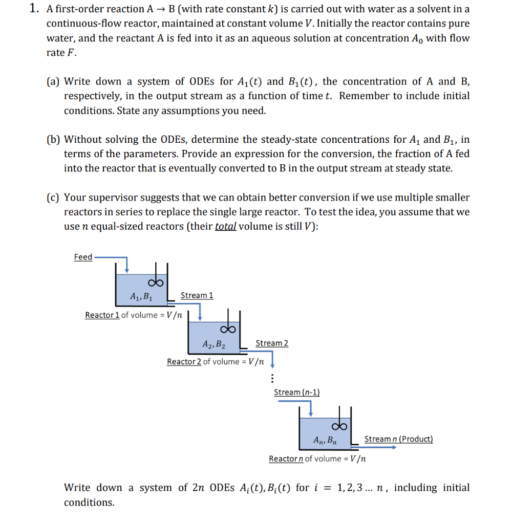 Solved 1. A firstorder reaction A→B (with rate constant k )