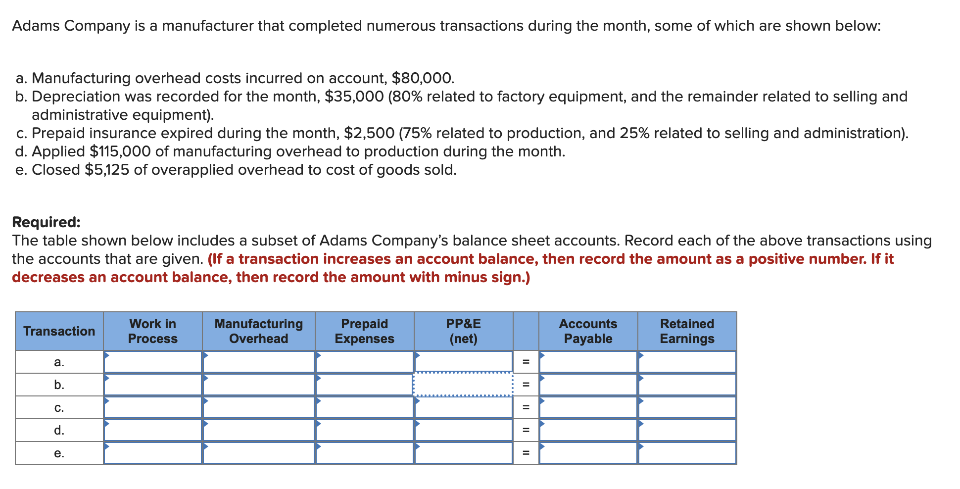 Solved Adams Company is a manufacturer that completed | Chegg.com