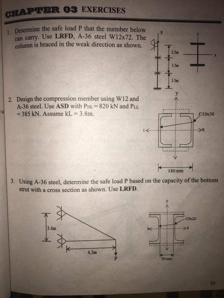 Solved CHAPTER 03 EXERCISES 1. Determine the safe load P