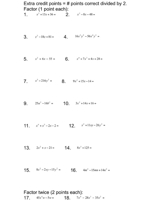 Solved Factor X^2 + 13x + 36 = X^2 8x 48 = Z^2 18z