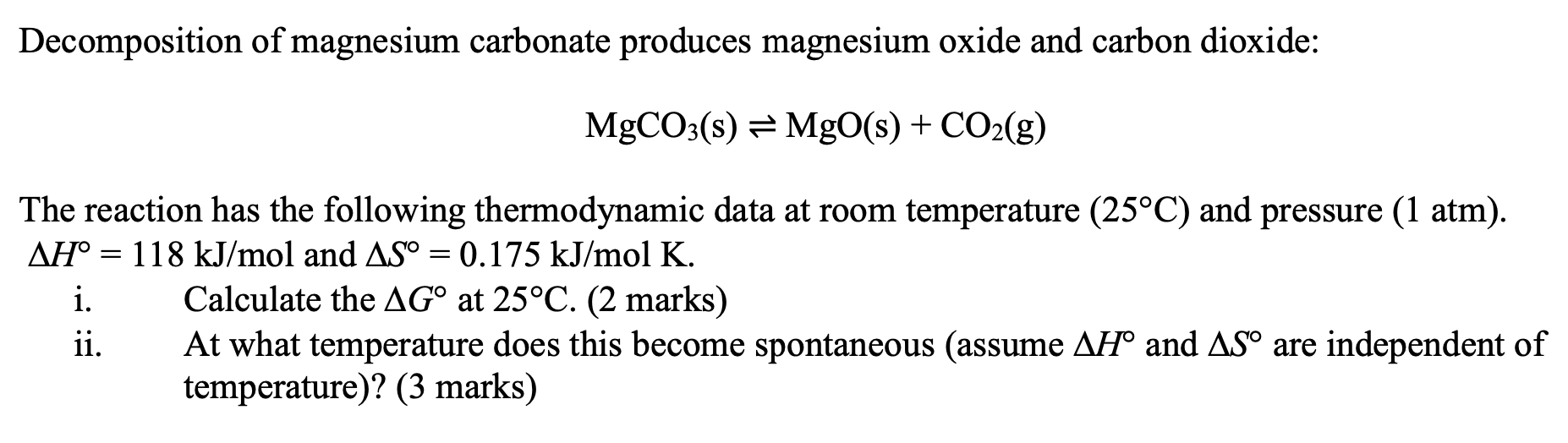 Solved of magnesium carbonate produces