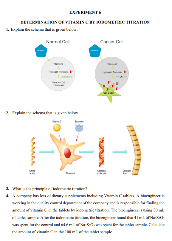Solved DETERMINATION OF VITAMIN C BY IODOMETRIC TITRATION 1.