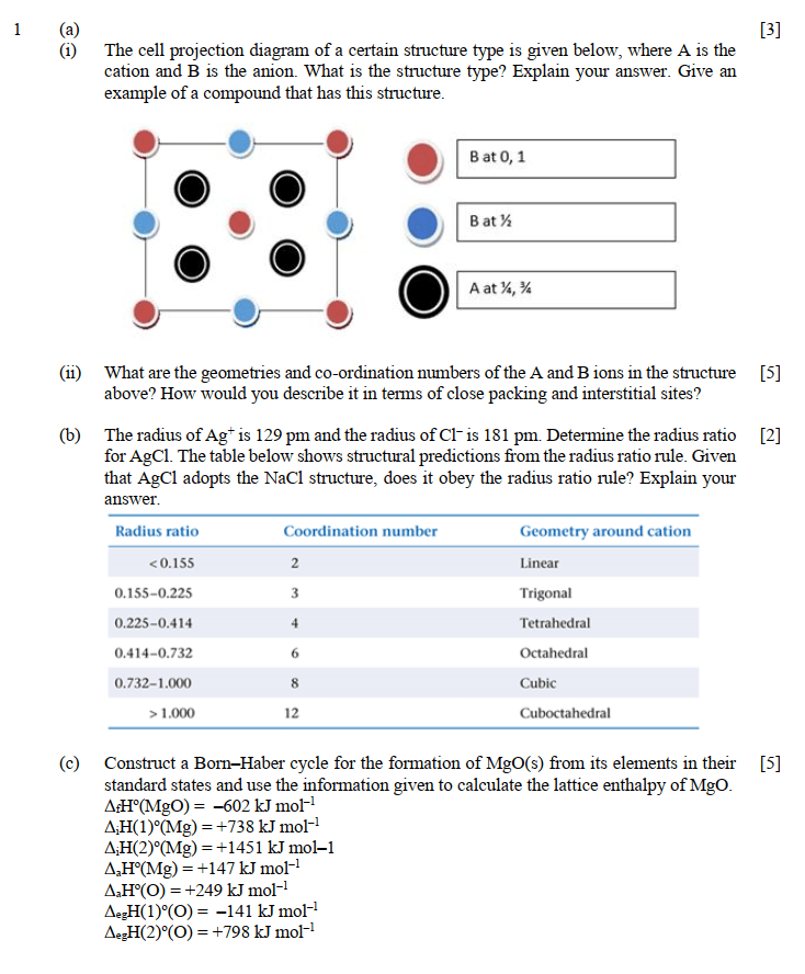 Solved 1 [3] (a) (i) The cell projection diagram of a | Chegg.com