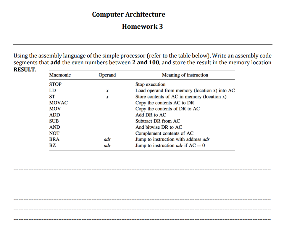 Computer Architecture Homework 3 Using the assembly