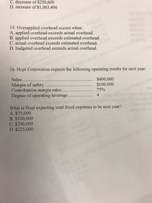Solved Overapplied Overhead Occurs When A. Applied Overh...