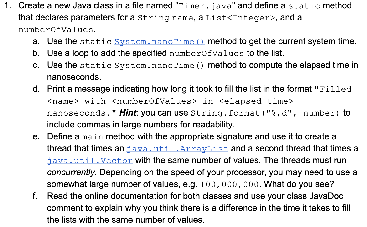 Solved Create a new Java class in a file named "Timer. java"