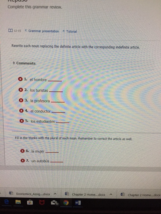 Complete this grammar review CO 1215 R Grammar