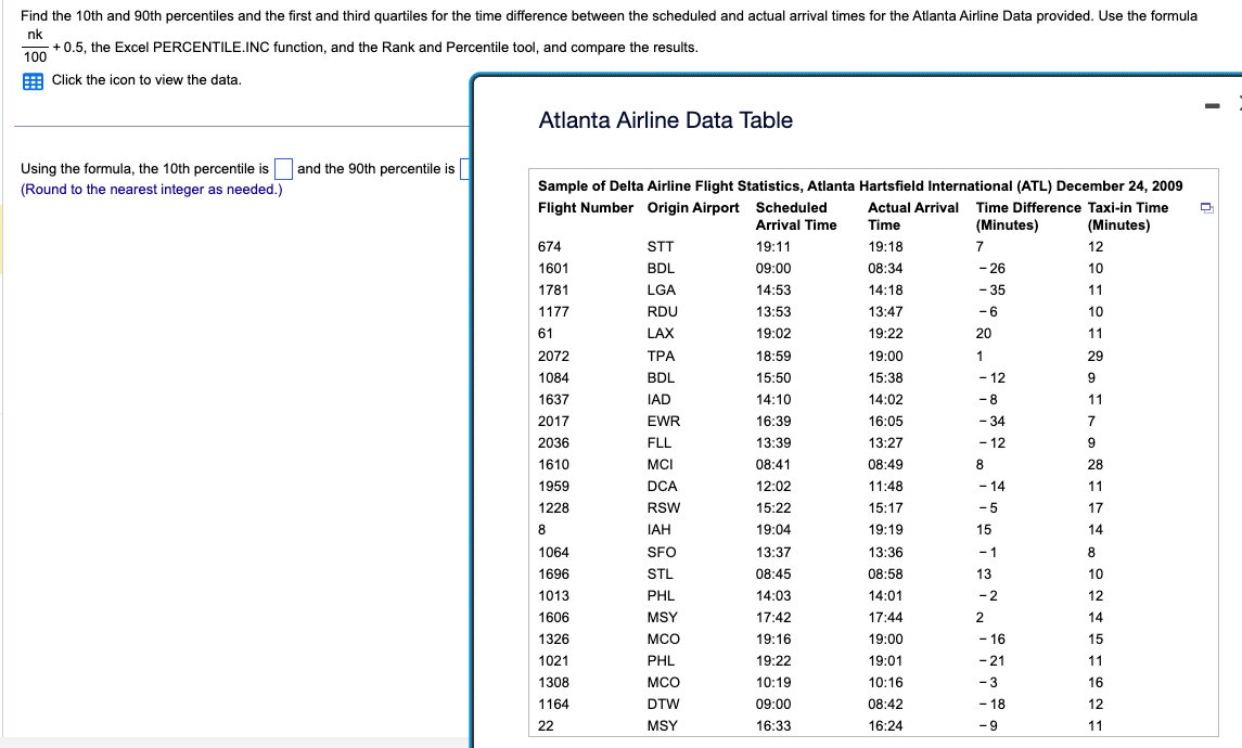 Solved 100nk+0.5, the Excel PERCENTILE.INC function, and the