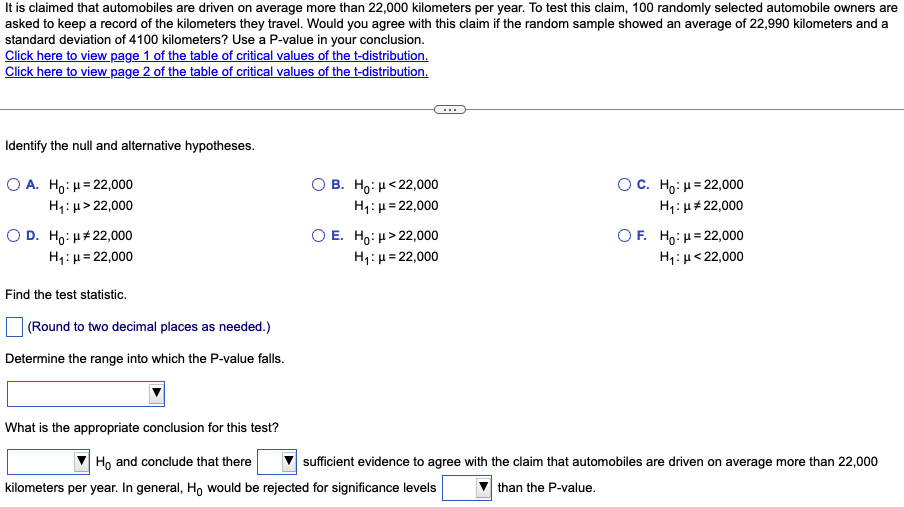 Solved It is claimed that automobiles are driven on average