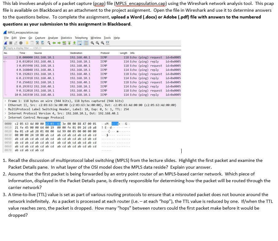 This lab involves analysis of a packet capture (pcap)