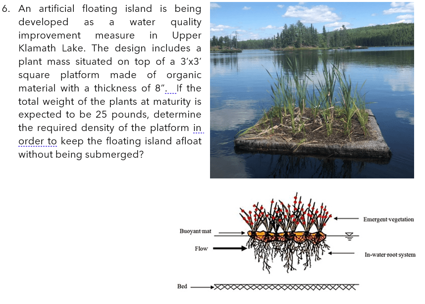 Solved 6. An artificial floating island is being developed