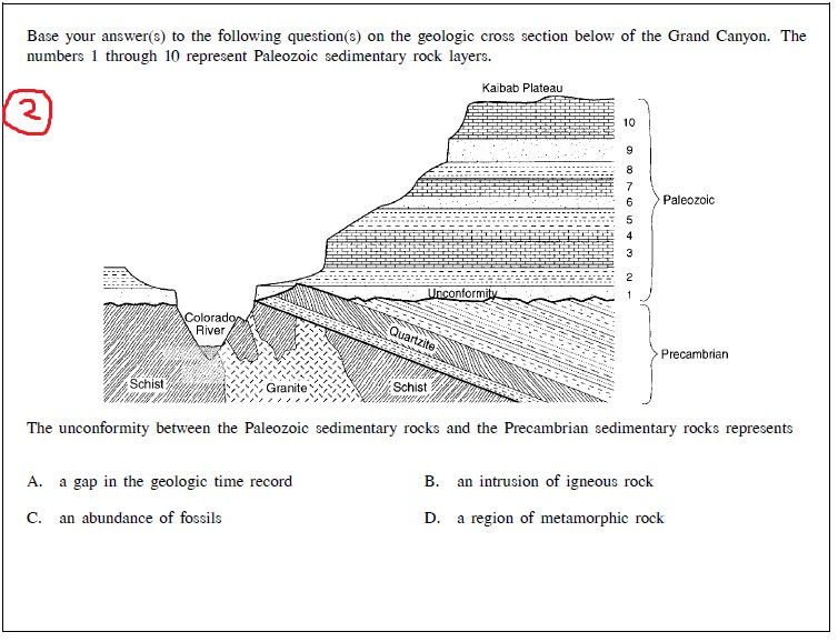 Solved A geologic cross section is shown below. 1 A B C D
