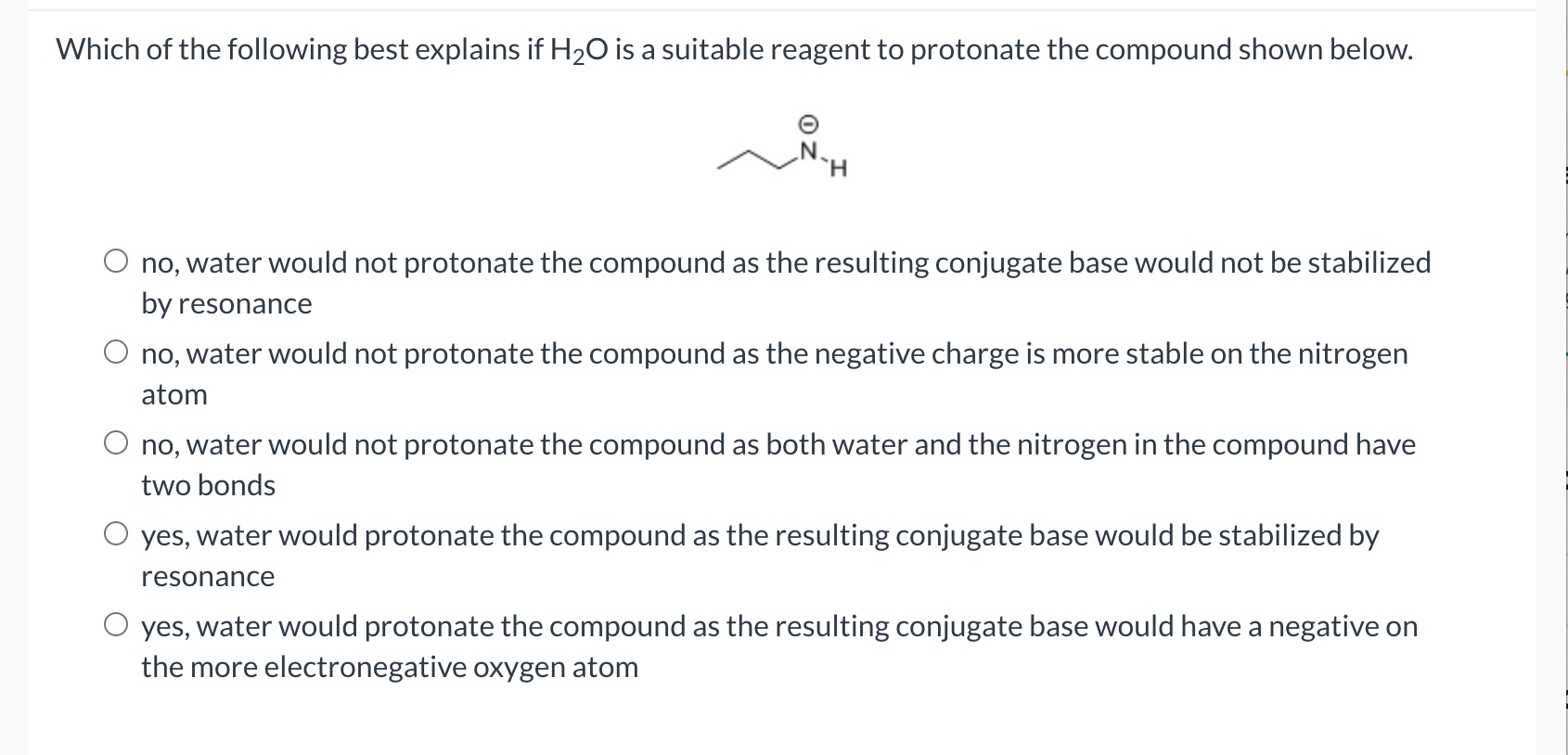 Solved Which of the following best explains if H2O is a