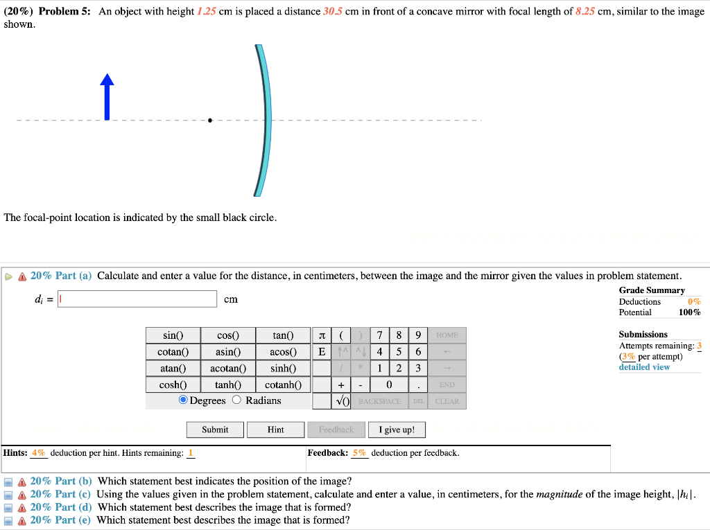 Solved (20\) Problem 5 An object with height 1.25 cm is
