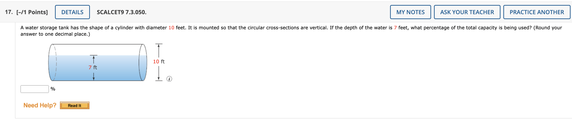 Solved A water storage tank has the shape of a cylinder with