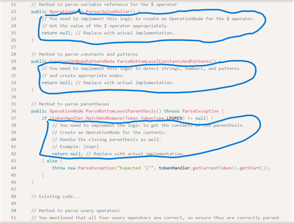 Solved Below is parser.java. I need the actual logic inside