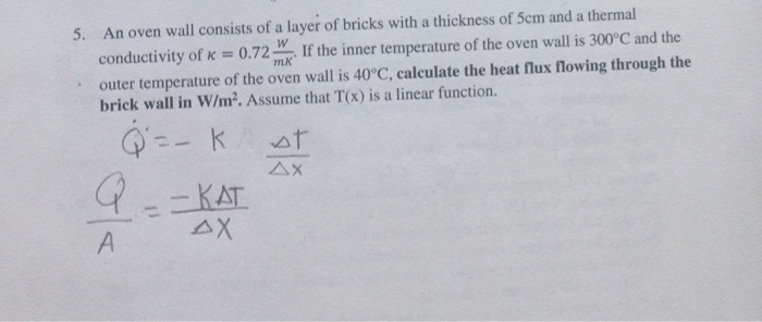 Solved An Oven Wall Consists Of A Layer Of Bricks With A