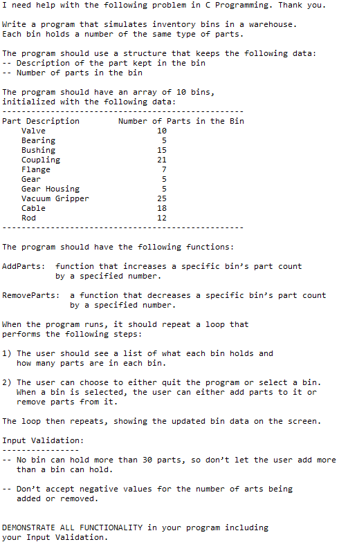Solved I need help with the following problem in C