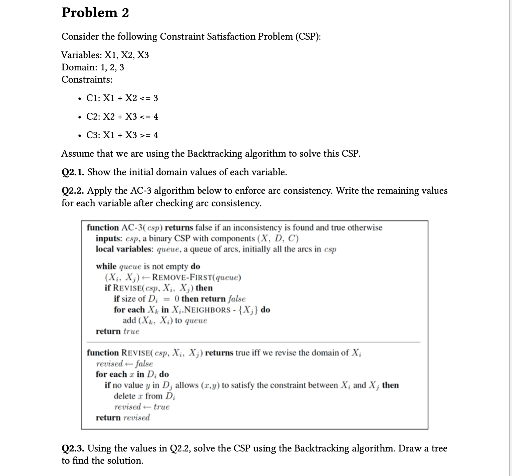 Solved Problem 2 Consider the following Constraint