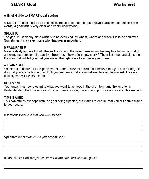 Solved SMART Goal Worksheet A Brief Guide to SMART goal | Chegg.com