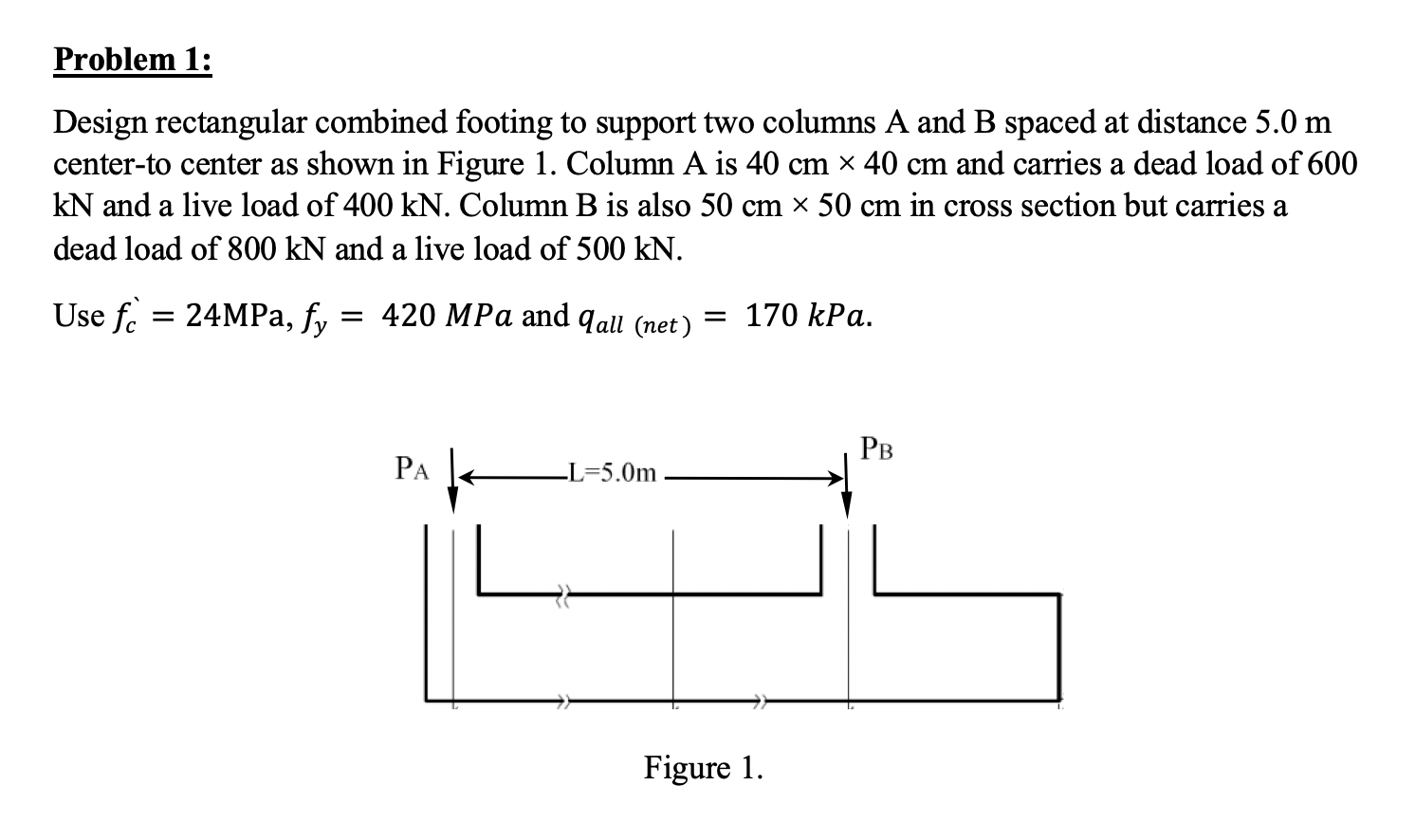 Solved Problem 1 Design rectangular combined footing to
