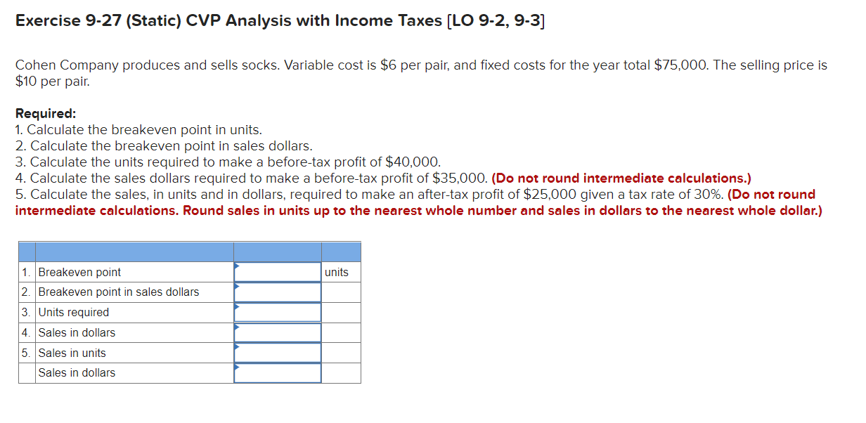 Solved Exercise 926 (Static) The Role of Taxes [LO