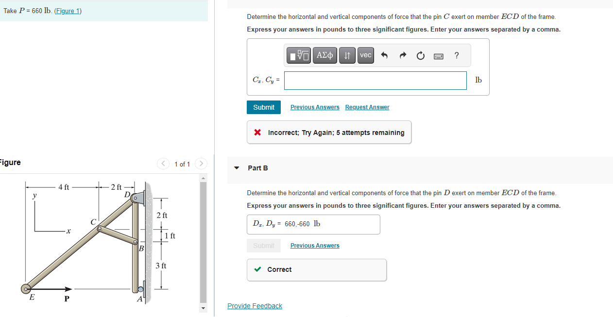 Solved Take P=660lb. (Figure 1) Determine the horizontal and