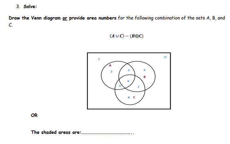 Solved Draw the Venn diagram or provide area numbers for the | Chegg.com