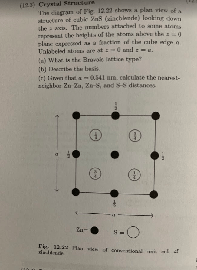 Solved - (12.3) Crystal Structure The diagram of Fig. 12.22 | Chegg.com
