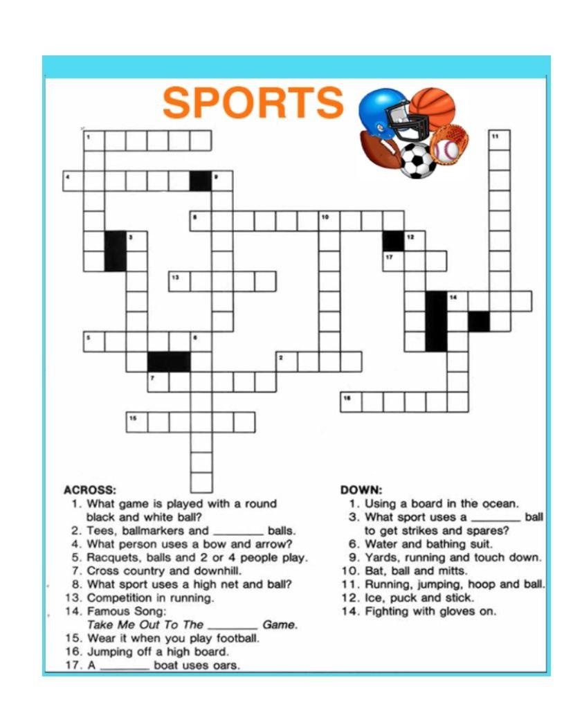 Solved SPORTS 12 17 ACROSS 1. What game is played with a